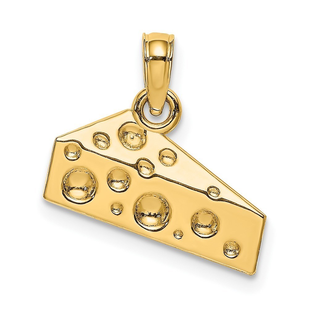 Million charms 14k Yellow Gold Cheese Wedge Necklace Charm Pendant